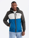 Ombre Clothing Pánska ľahká farebná športová bunda s fleecom modrá Ombre Oblečenie