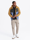 Ombre Clothing Pánska ľahká farebná športová bunda s fleecom modrá Ombre Oblečenie