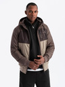 Ombre Clothing Pánska ľahká farebná športová bunda s fleecom béžová Ombre Clothing
