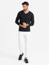 Ombre Clothing Pánske tričko SLIM FIT s výstrihom do V s elastanom a potlačou čierna Ombre Clothing