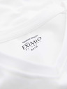 Ombre Clothing Pánske tričko SLIM FIT s dlhým rukávom a výstrihom do V s elastanom a potlačou biele Ombre Clothing