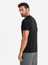 Ombre Clothing Pánske tričko SLIM FIT s elastanom a potlačou čierne Ombre Oblečenie