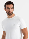 Ombre Clothing Pánske tričko SLIM FIT s elastanom a potlačou white Ombre Oblečenie
