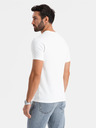 Ombre Clothing Pánske tričko SLIM FIT s elastanom a potlačou white Ombre Oblečenie