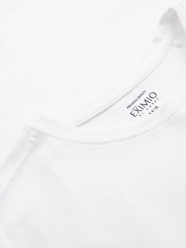 Ombre Clothing Pánske tričko SLIM FIT s elastanom a potlačou white Ombre Oblečenie