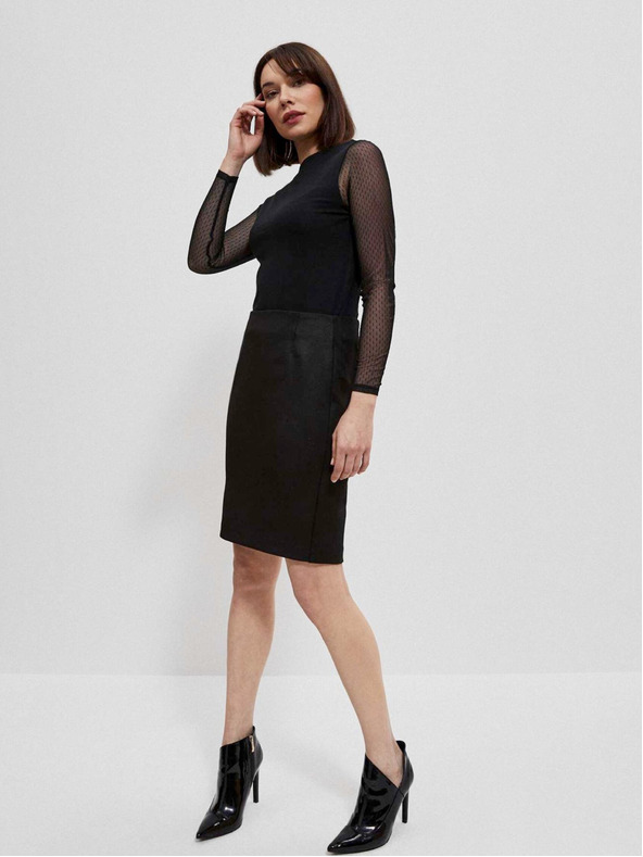 Moodo Čierna dámska blúzka s priehľadnými rukávmi Moodo