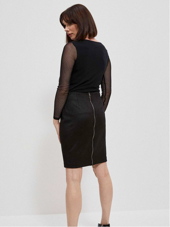 Moodo Čierna dámska blúzka s priehľadnými rukávmi Moodo