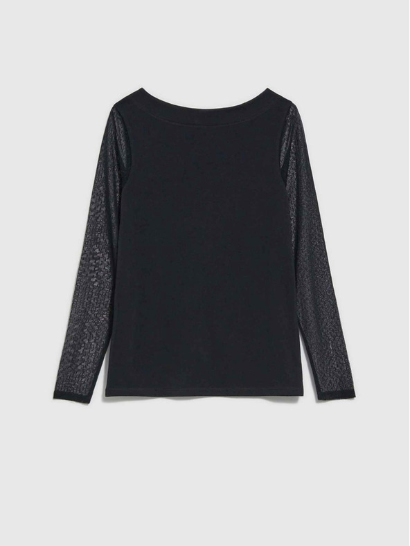 Moodo Čierna dámska blúzka s priehľadnými rukávmi Moodo