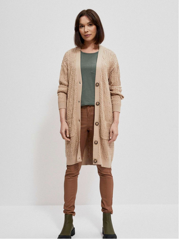 Moodo Béžový dámsky dlhý sveter Moodo