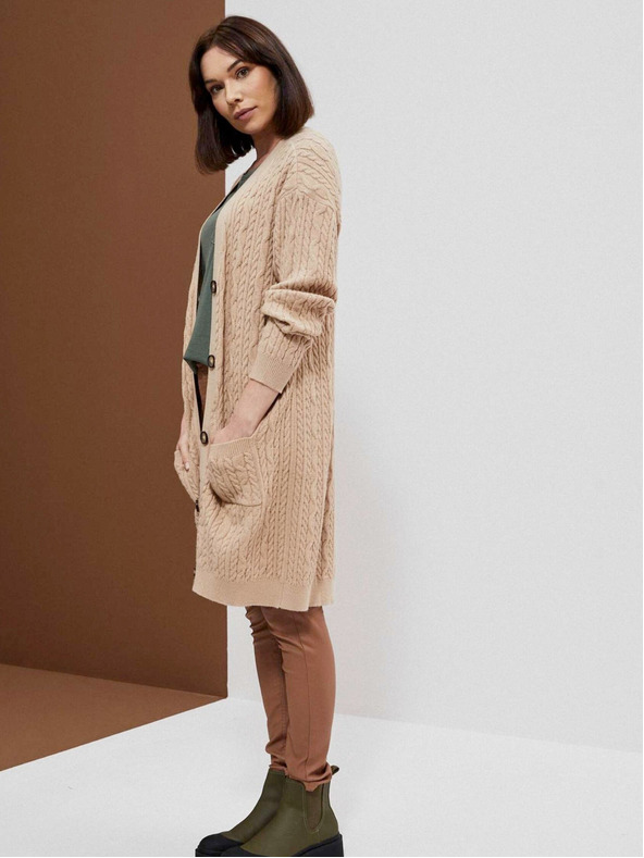 Moodo Béžový dámsky dlhý sveter Moodo