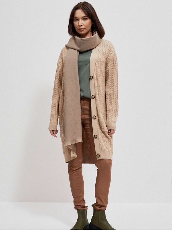 Moodo Béžový dámsky dlhý sveter Moodo