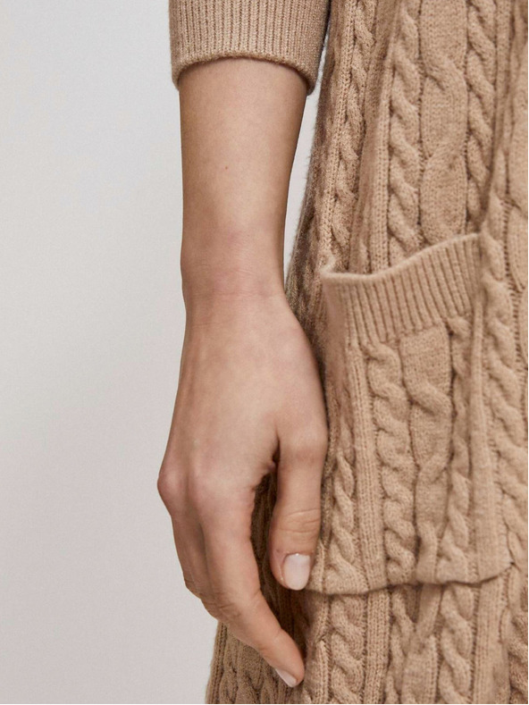 Moodo Béžový dámsky dlhý sveter Moodo