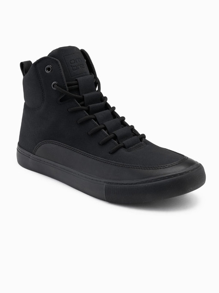 Ombre Clothing Pánske vysoké tenisky s gumovou špičkou čierne Ombre Oblečenie