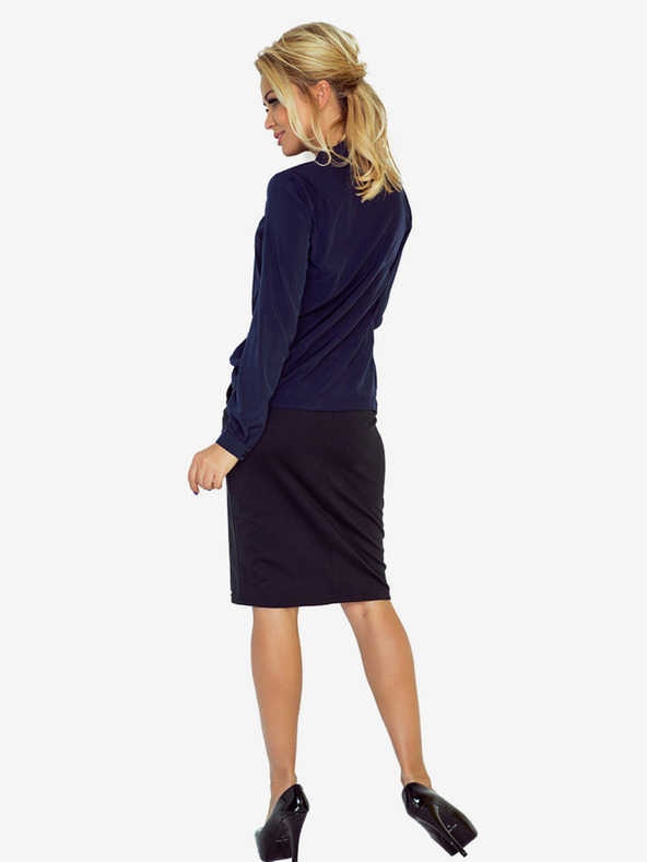 numoco Tmavomodrá dámska blúzka s úpletom Numoco