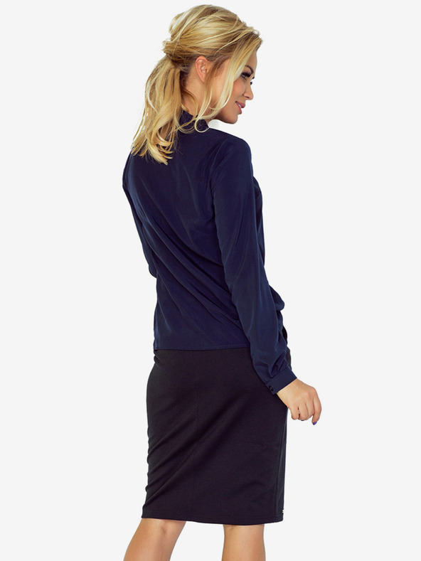 numoco Tmavomodrá dámska blúzka s úpletom Numoco