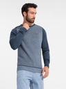 Ombre Clothing Pánsky pletený sveter RELAXED FIT so vzorom modrý Oblečenie Ombre