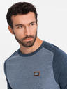 Ombre Clothing Pánsky pletený sveter RELAXED FIT so vzorom modrý Oblečenie Ombre
