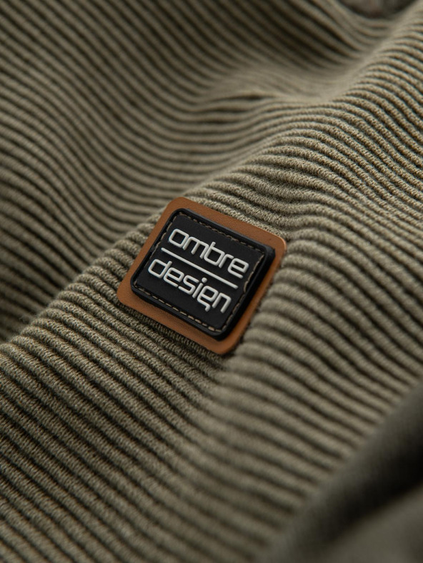 Ombre Clothing Pánsky pletený sveter RELAXED FIT so vzorom zelená Ombre Oblečenie