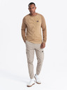 Ombre Clothing Pánsky pletený sveter RELAXED FIT so vzorom beige Ombre Oblečenie