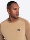 Ombre Clothing Pánsky pletený sveter RELAXED FIT so vzorom beige Ombre Oblečenie