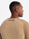 Ombre Clothing Pánsky pletený sveter RELAXED FIT so vzorom beige Ombre Oblečenie