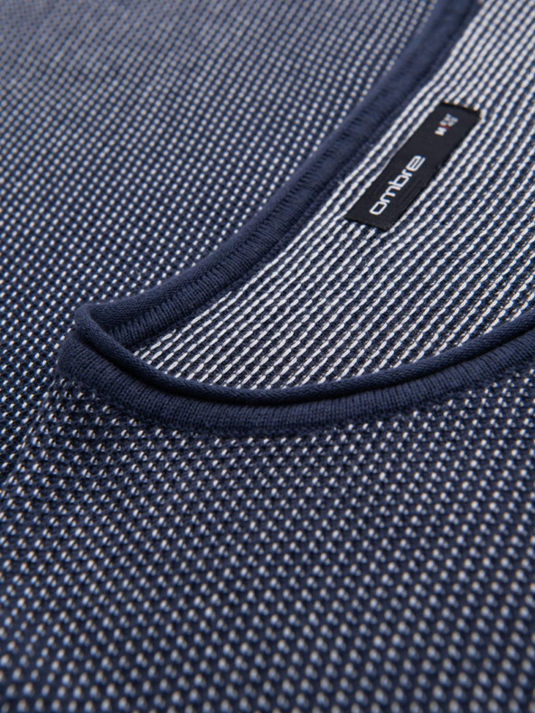 Ombre Clothing Pánsky pletený sveter RELAXED FIT so vzorom modrý Oblečenie Ombre