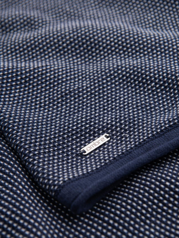 Ombre Clothing Pánsky pletený sveter RELAXED FIT so vzorom modrý Oblečenie Ombre