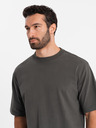 Ombre Clothing Pánske tričko LOOSE FIT s vreckom khaki Oblečenie Ombre