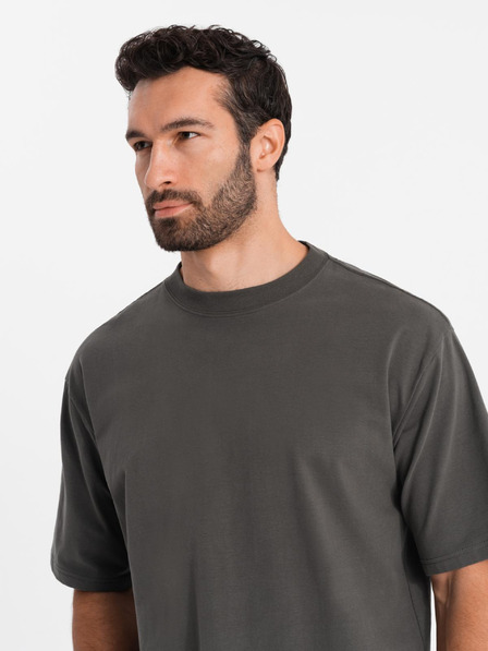 Ombre Clothing Pánske tričko LOOSE FIT s vreckom khaki Oblečenie Ombre