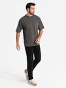 Ombre Clothing Pánske tričko LOOSE FIT s vreckom khaki Oblečenie Ombre