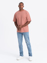 Ombre Clothing Pánske LOOSE FIT tričko s vreckom oranžové Ombre Clothing