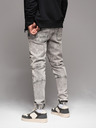 Ombre Clothing Pánske nohavice JOGGERY s cargo vreckami na zips sivé Ombre Oblečenie