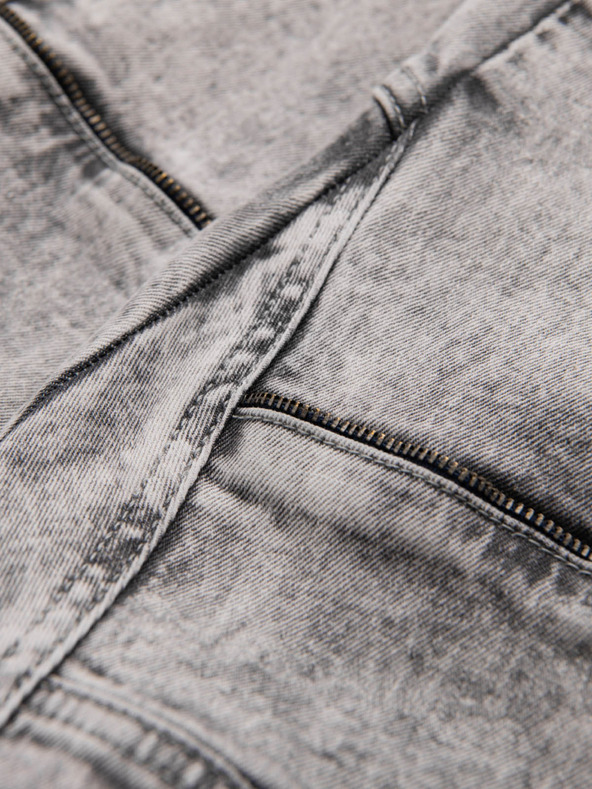 Ombre Clothing Pánske nohavice JOGGERY s cargo vreckami na zips sivé Ombre Oblečenie