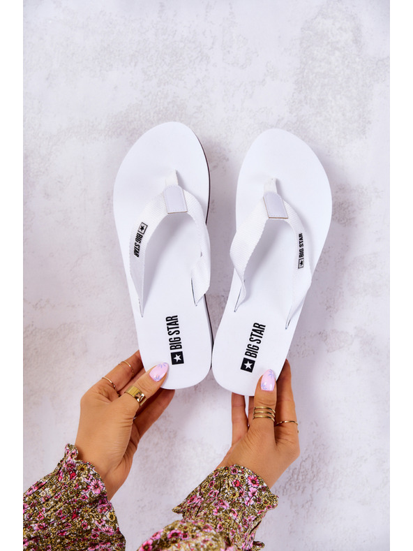 BIG STAR SHOES Dámske žabky na klin Big Star biele