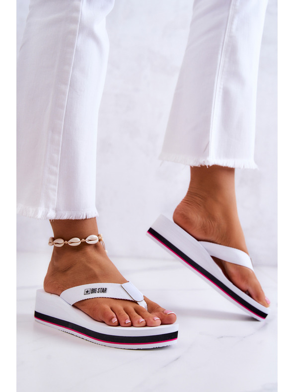 BIG STAR SHOES Dámske žabky na klin Big Star biele