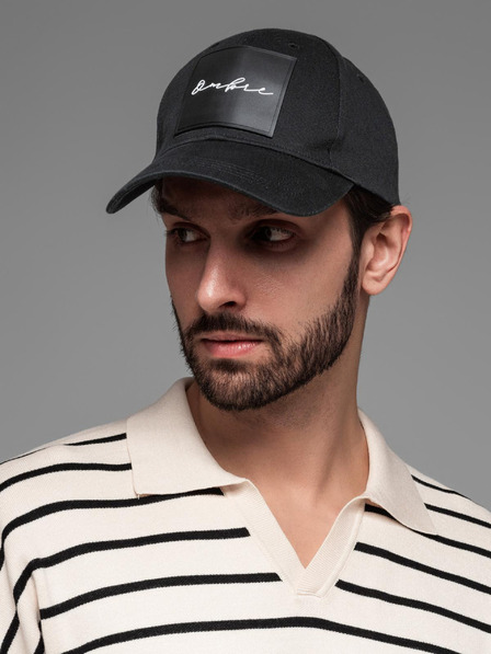 Ombre Clothing Pánska bejzbalová čiapka s veľkou nášivkou čierna Ombre Oblečenie