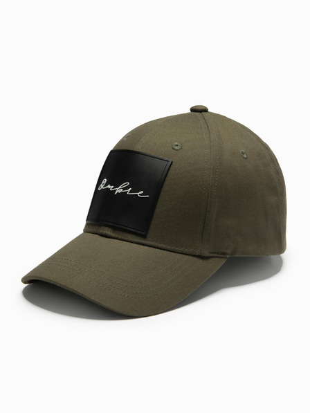 Ombre Clothing Pánska bejzbalová čiapka s veľkou nášivkou khaki Oblečenie Ombre