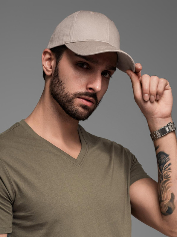 Ombre Clothing Pánska bejzbalová čiapka s ozdobnou výšivkou béžová Oblečenie Ombre