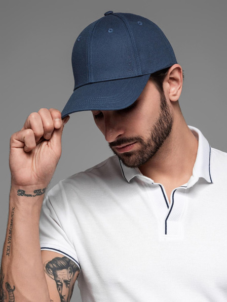 Ombre Clothing Pánska bejzbalová čiapka s ozdobnou výšivkou tmavomodrá Ombre Clothing