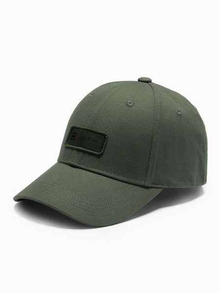 Ombre Clothing Pánska bejzbalová čiapka s nášivkou khaki Oblečenie Ombre