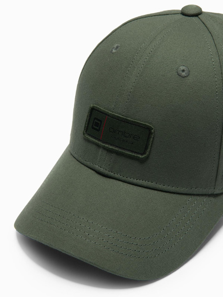 Ombre Clothing Pánska bejzbalová čiapka s nášivkou khaki Oblečenie Ombre