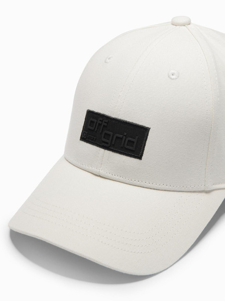 Ombre Clothing Pánska čiapka s kšiltom a obdĺžnikovou nášivkou krémová Ombre Clothing