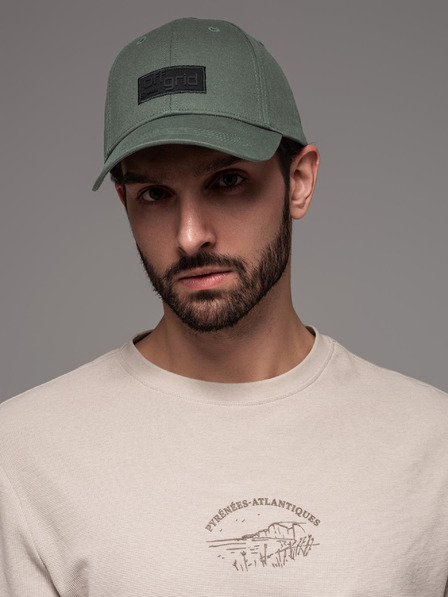 Ombre Clothing Pánska bejzbalová čiapka s obdĺžnikovou nášivkou zelená Ombre Oblečenie