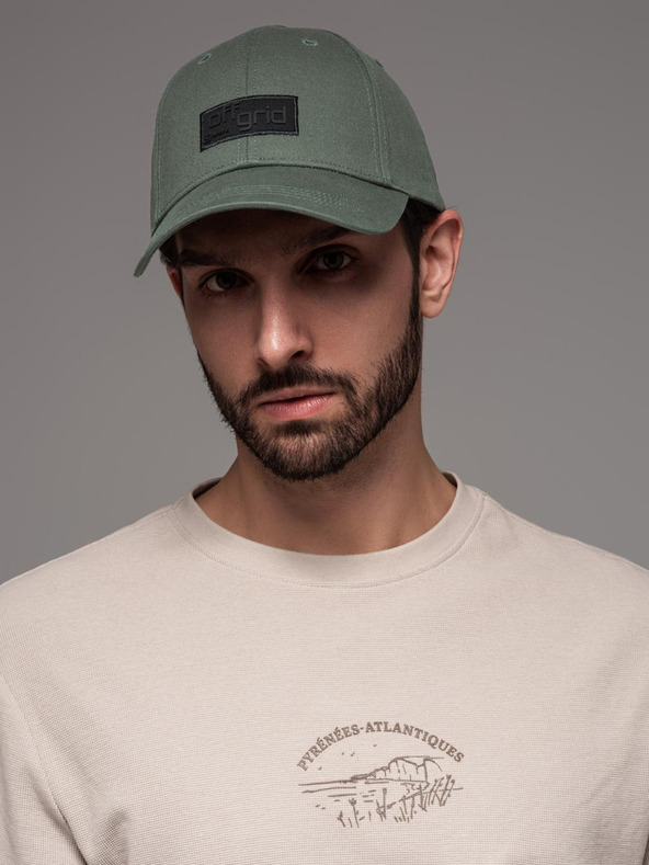 Ombre Clothing Pánska bejzbalová čiapka s obdĺžnikovou nášivkou zelená Ombre Oblečenie