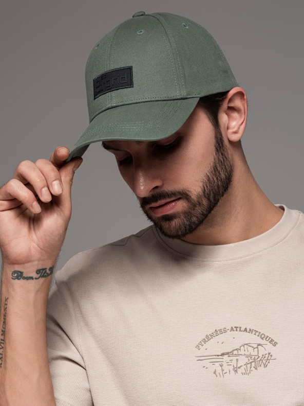 Ombre Clothing Pánska bejzbalová čiapka s obdĺžnikovou nášivkou zelená Ombre Oblečenie