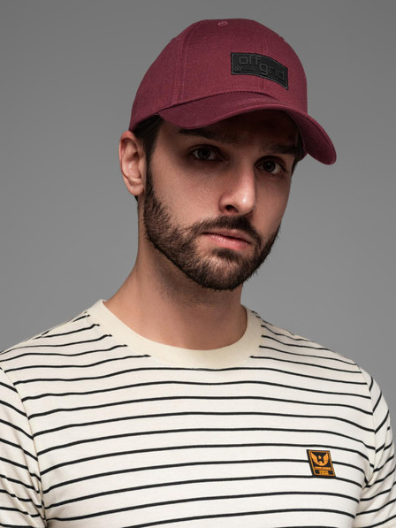 Ombre Clothing Pánska bejzbalová čiapka s obdĺžnikovou nášivkou bordová Ombre Oblečenie