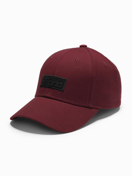 Ombre Clothing Pánska bejzbalová čiapka s obdĺžnikovou nášivkou bordová Ombre Oblečenie