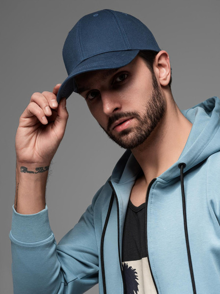 Ombre Clothing Pánska jednofarebná čiapka modrá Ombre Oblečenie