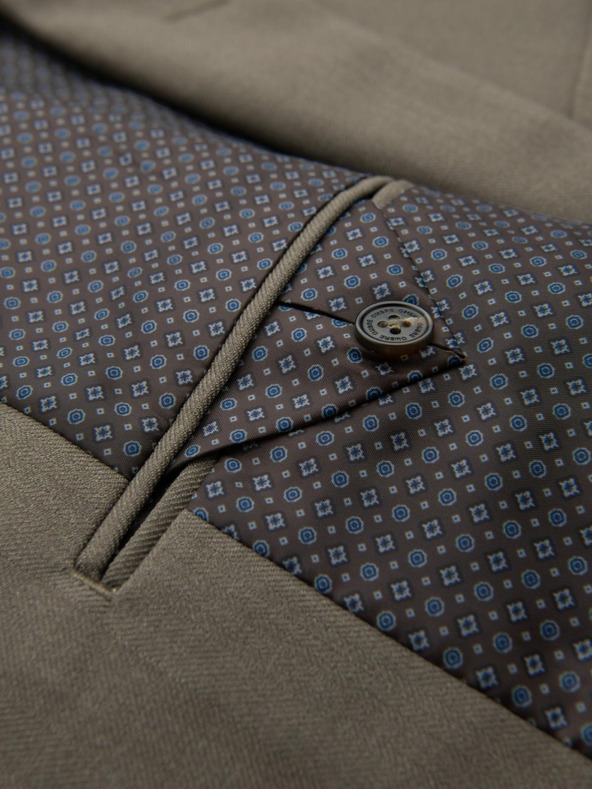 Ombre Clothing Elegantné pánske sako z vlnenej zmesi Khaki Ombre Oblečenie