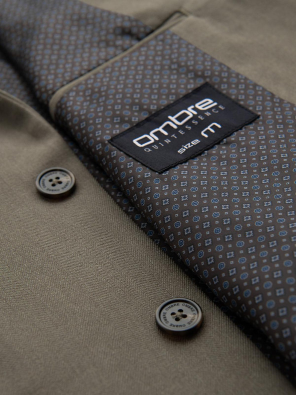 Ombre Clothing Elegantné pánske sako z vlnenej zmesi Khaki Ombre Oblečenie